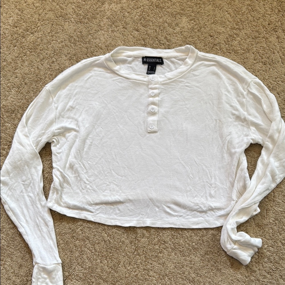Essentials Women's White Long Sleeve crop Top